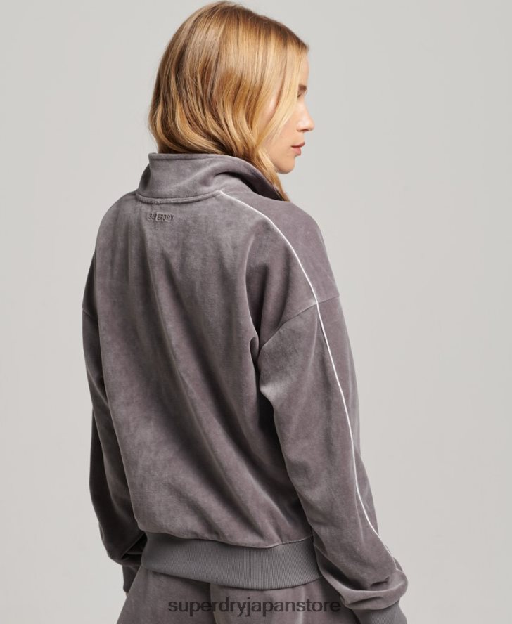 ベロアヘンリースウェットシャツ 女性 Superdry 衣類 グレー 2J62PZ3362