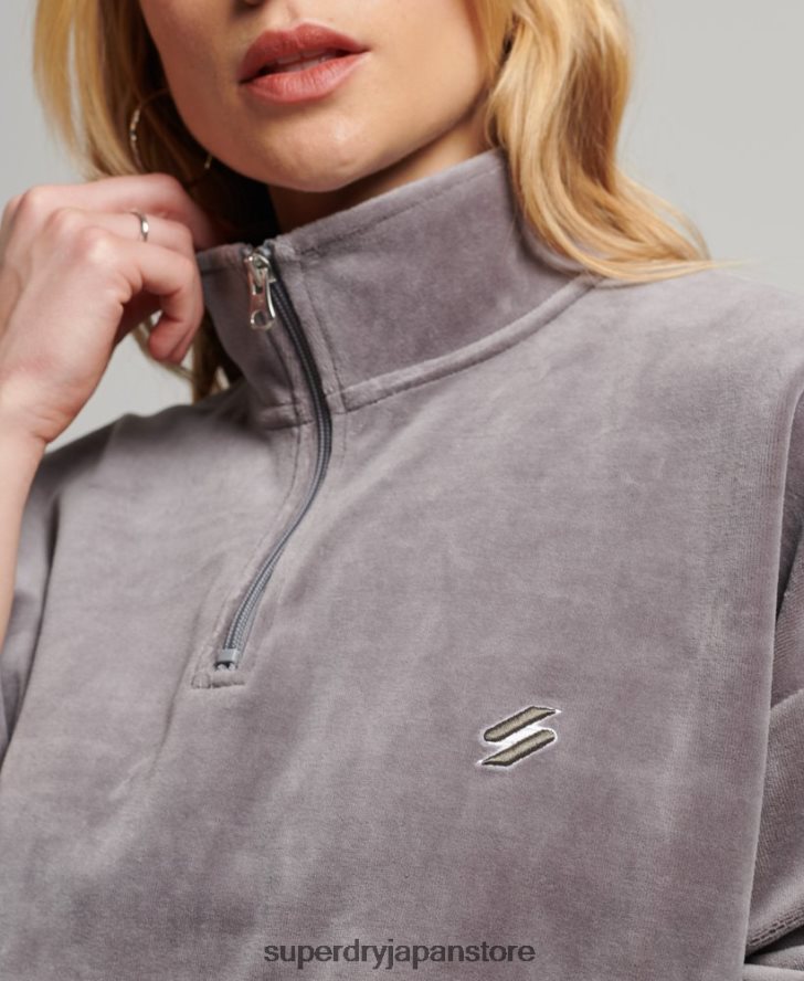 ベロアヘンリースウェットシャツ 女性 Superdry 衣類 グレー 2J62PZ3362