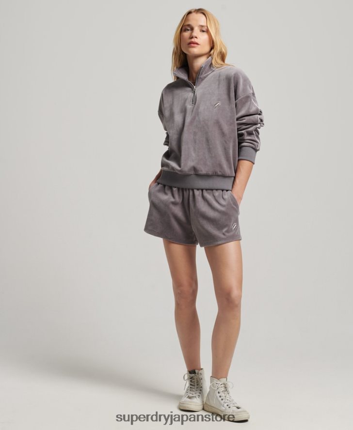 ベロアヘンリースウェットシャツ 女性 Superdry 衣類 グレー 2J62PZ3362