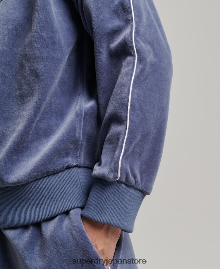 ベロアヘンリースウェットシャツ 女性 Superdry 衣類 青 2J62PZ3363