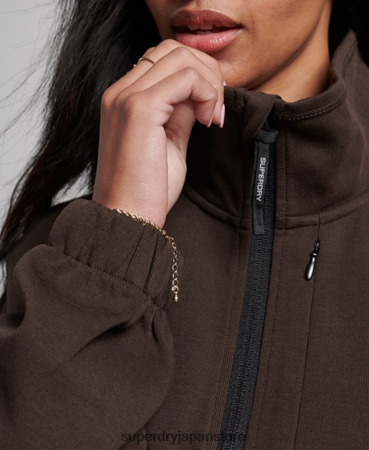 テックバットウィングハーフジップスウェットシャツ 女性 Superdry 衣類 茶色 2J62PZ3364