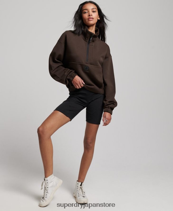 テックバットウィングハーフジップスウェットシャツ 女性 Superdry 衣類 茶色 2J62PZ3364