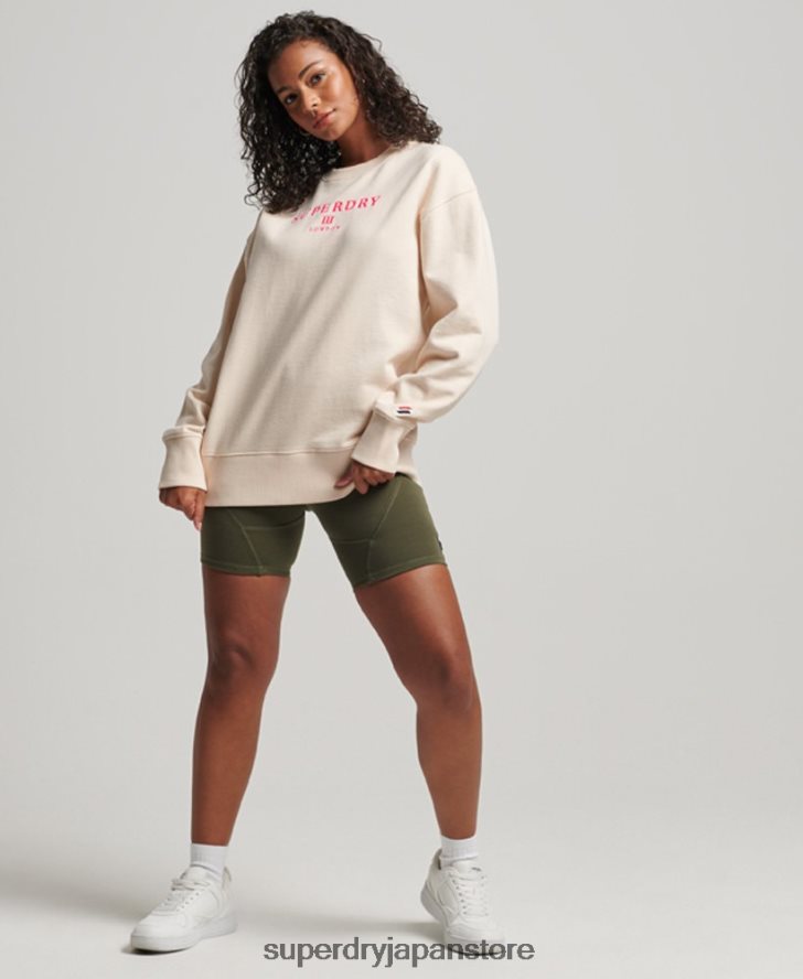 紋章オーバーサイズクルースウェットシャツ 女性 Superdry 衣類 クリーム 2J62PZ3369