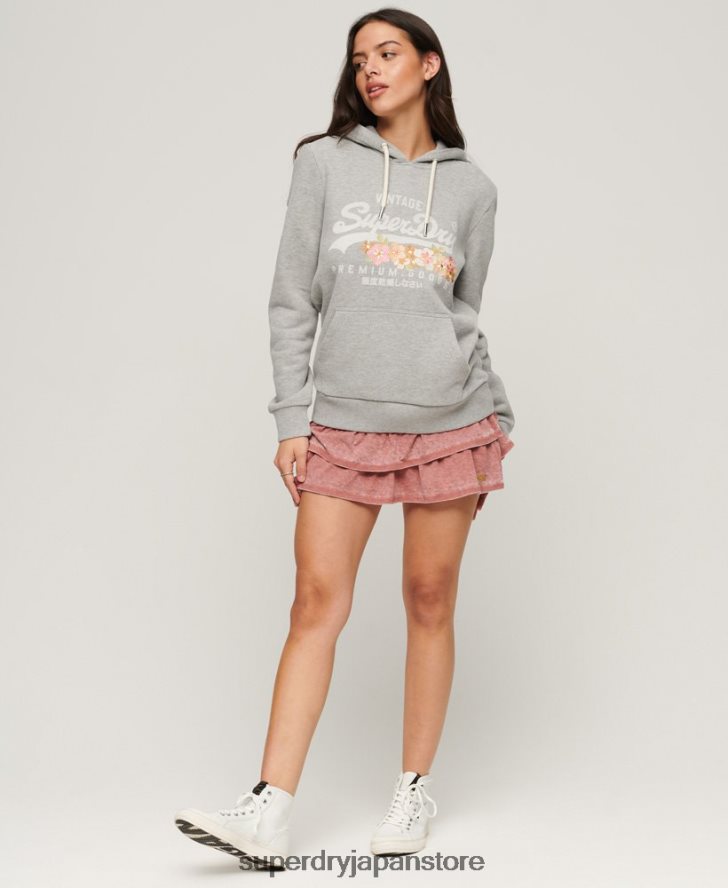 ヴィンテージロゴ プレミアムグッズ 花柄パーカー 女性 Superdry 衣類 ライトグレー 2J62PZ3370