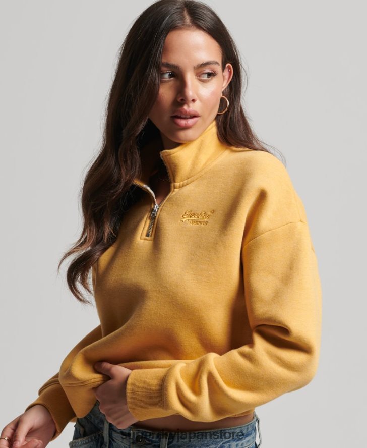 オーガニックコットン ヴィンテージロゴ ヘンリースウェットシャツ 女性 Superdry 衣類 黄色 2J62PZ3372