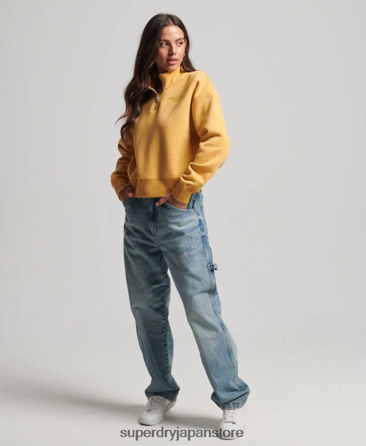 オーガニックコットン ヴィンテージロゴ ヘンリースウェットシャツ 女性 Superdry 衣類 黄色 2J62PZ3372