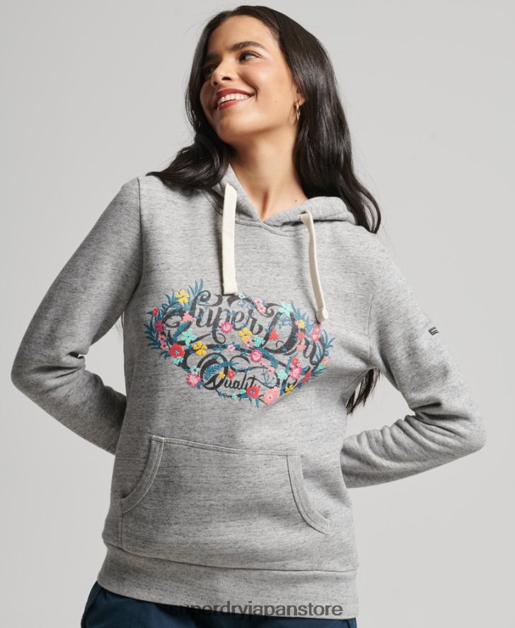 花柄のスクリプトパーカー 女性 Superdry 衣類 グレー 2J62PZ3376
