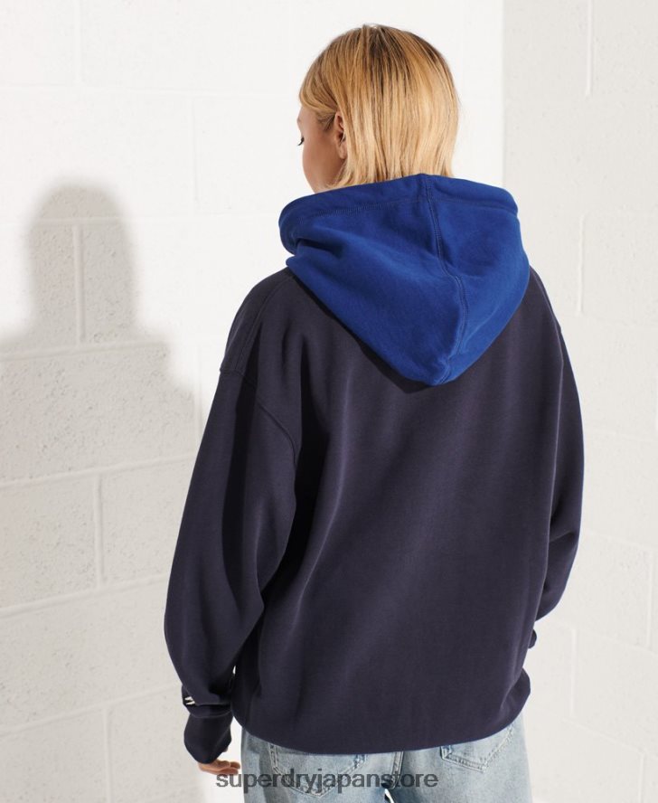 バーシティアーチ オーバーサイズ パーカー 女性 Superdry 衣類 海軍 2J62PZ3377