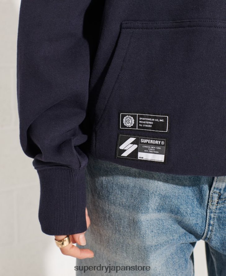 バーシティアーチ オーバーサイズ パーカー 女性 Superdry 衣類 海軍 2J62PZ3377