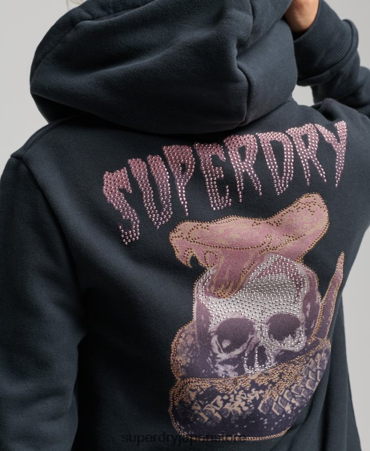ヴィンテージ マーチ ストア ジップ パーカー 女性 Superdry 衣類 黒 2J62PZ3382