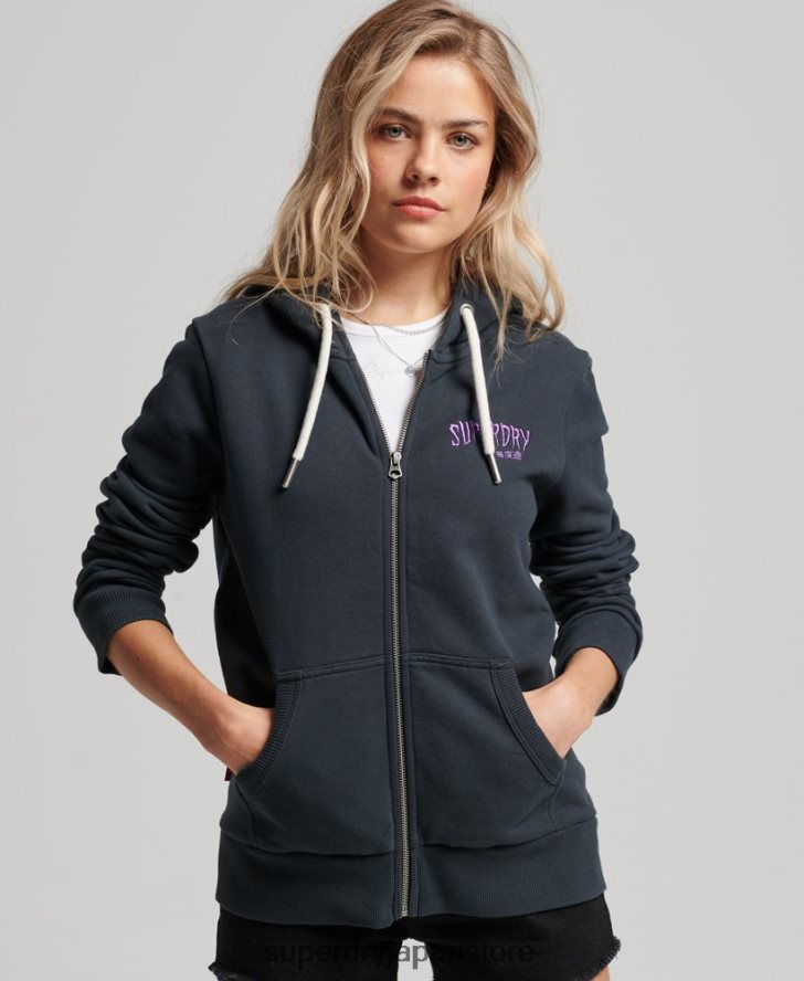 ヴィンテージ マーチ ストア ジップ パーカー 女性 Superdry 衣類 黒 2J62PZ3382