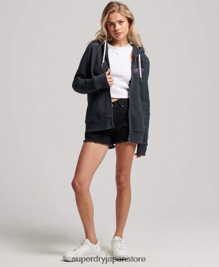 ヴィンテージ マーチ ストア ジップ パーカー 女性 Superdry 衣類 黒 2J62PZ3382