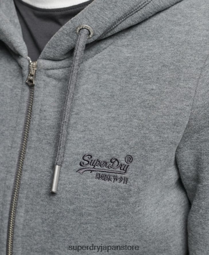 オーガニックコットン ヴィンテージロゴ ジップパーカー 女性 Superdry 衣類 グレー 2J62PZ3383
