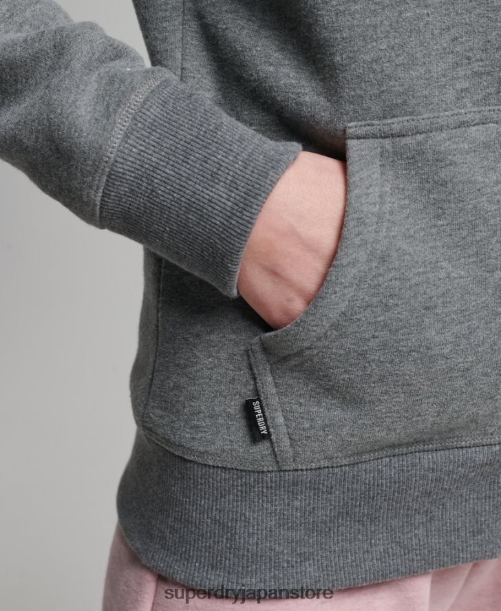 オーガニックコットン ヴィンテージロゴ ジップパーカー 女性 Superdry 衣類 グレー 2J62PZ3383