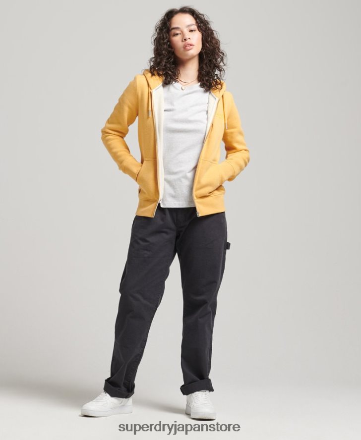 オーガニックコットン ヴィンテージロゴ ジップパーカー 女性 Superdry 衣類 黄色 2J62PZ3384