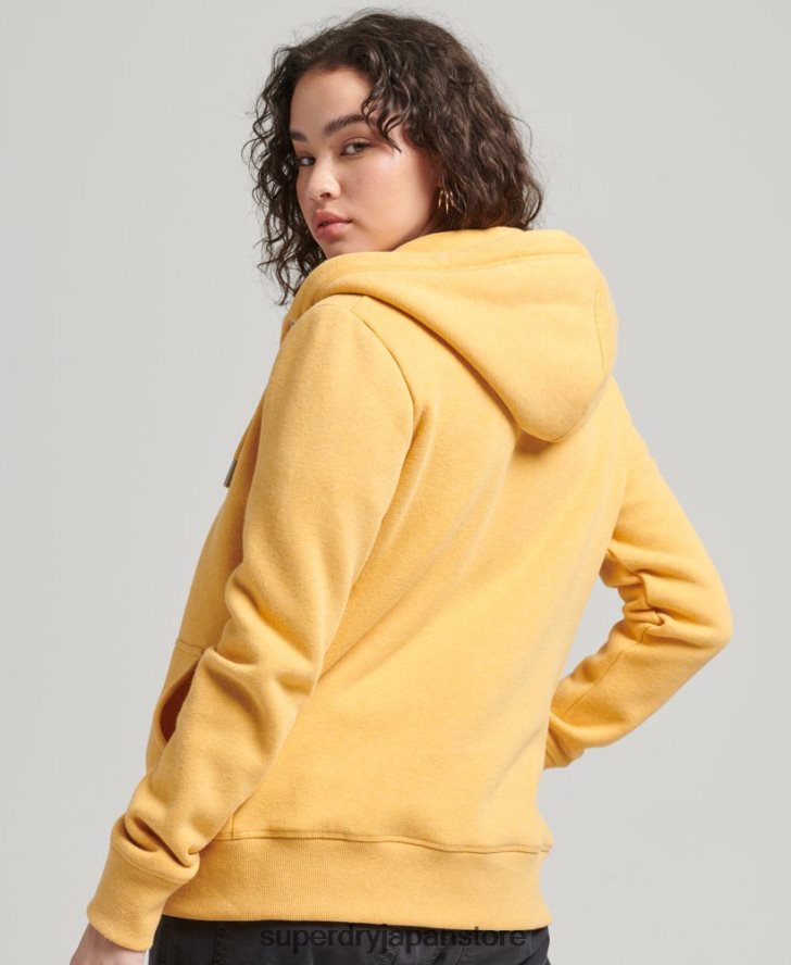 オーガニックコットン ヴィンテージロゴ ジップパーカー 女性 Superdry 衣類 黄色 2J62PZ3384