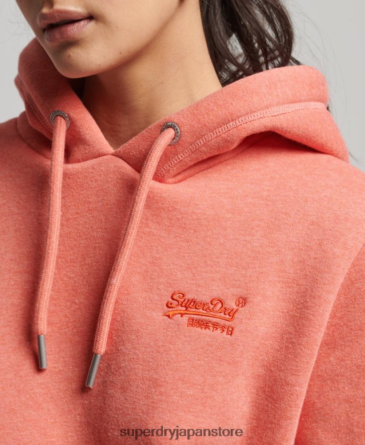 オーガニックコットンのヴィンテージロゴ刺繍パーカー 女性 Superdry 衣類 コーラル 2J62PZ3385
