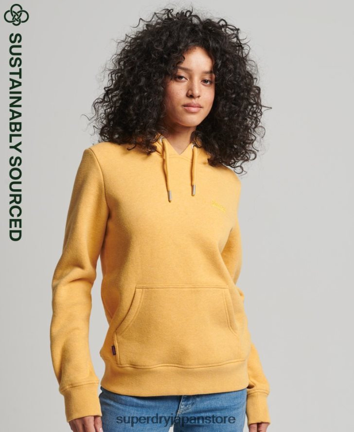 オーガニックコットンのヴィンテージロゴ刺繍パーカー 女性 Superdry 衣類 黄色 2J62PZ3386