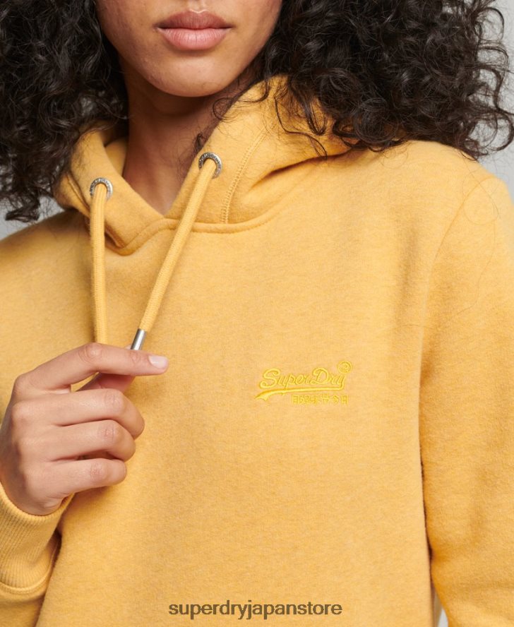 オーガニックコットンのヴィンテージロゴ刺繍パーカー 女性 Superdry 衣類 黄色 2J62PZ3386