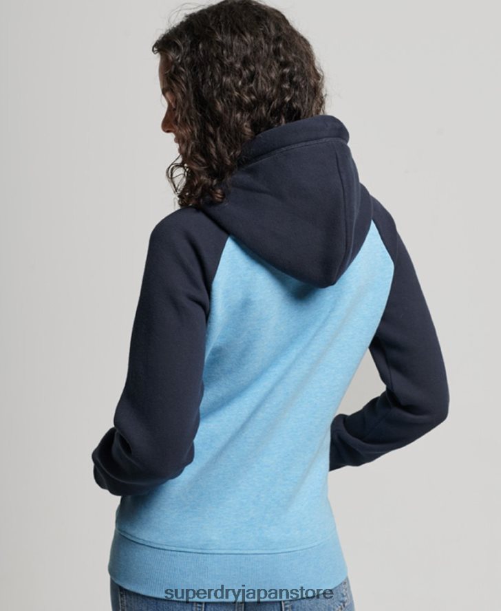 ヴィンテージロゴ刺繍ベースボールジップパーカー 女性 Superdry 衣類 青 2J62PZ3387