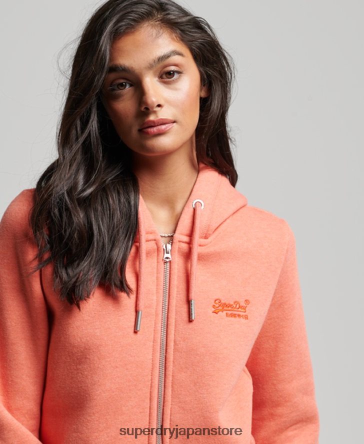 ヴィンテージロゴ刺繍ジップパーカー 女性 Superdry 衣類 コーラル 2J62PZ3388