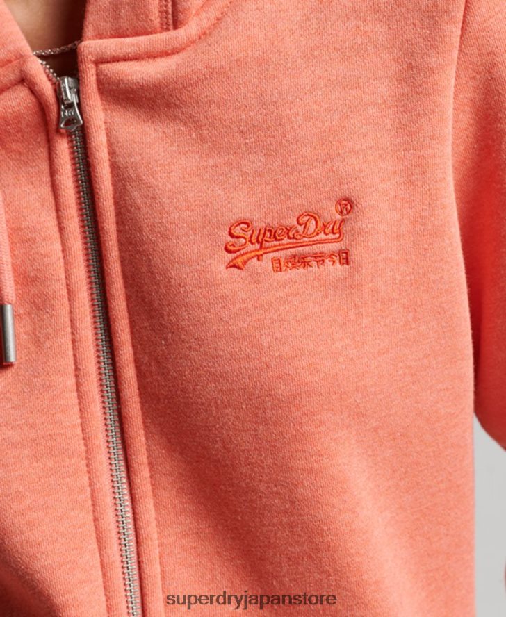 ヴィンテージロゴ刺繍ジップパーカー 女性 Superdry 衣類 コーラル 2J62PZ3388