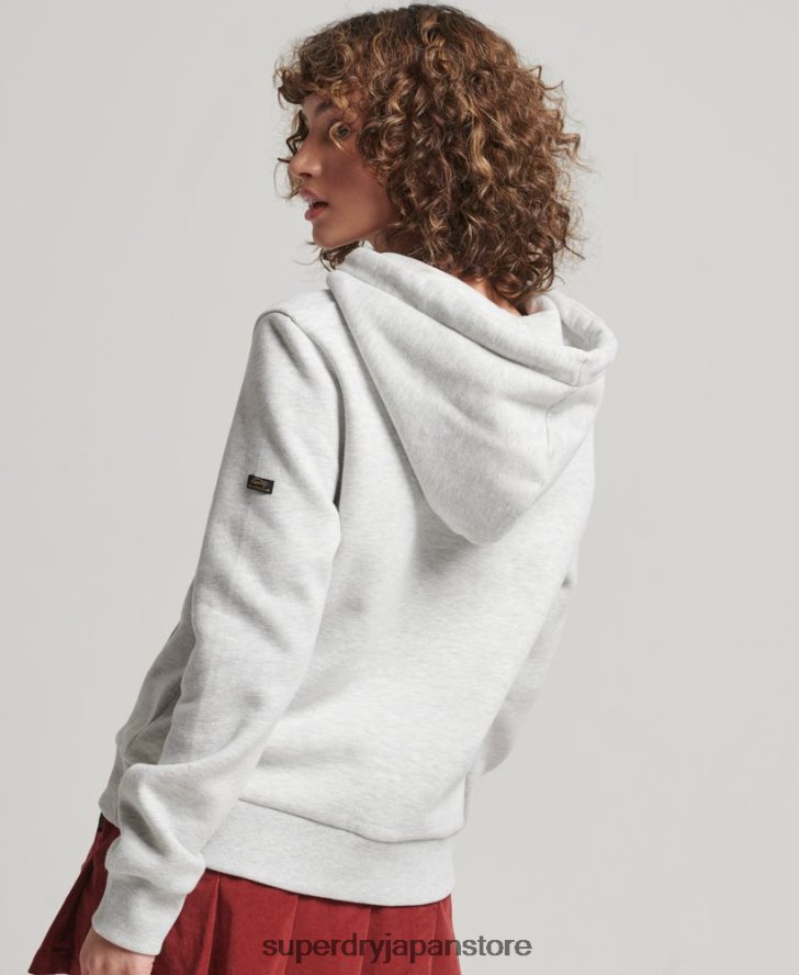 日本のヴィンテージロゴグラフィックパーカー 女性 Superdry 衣類 ライトグレー 2J62PZ3389