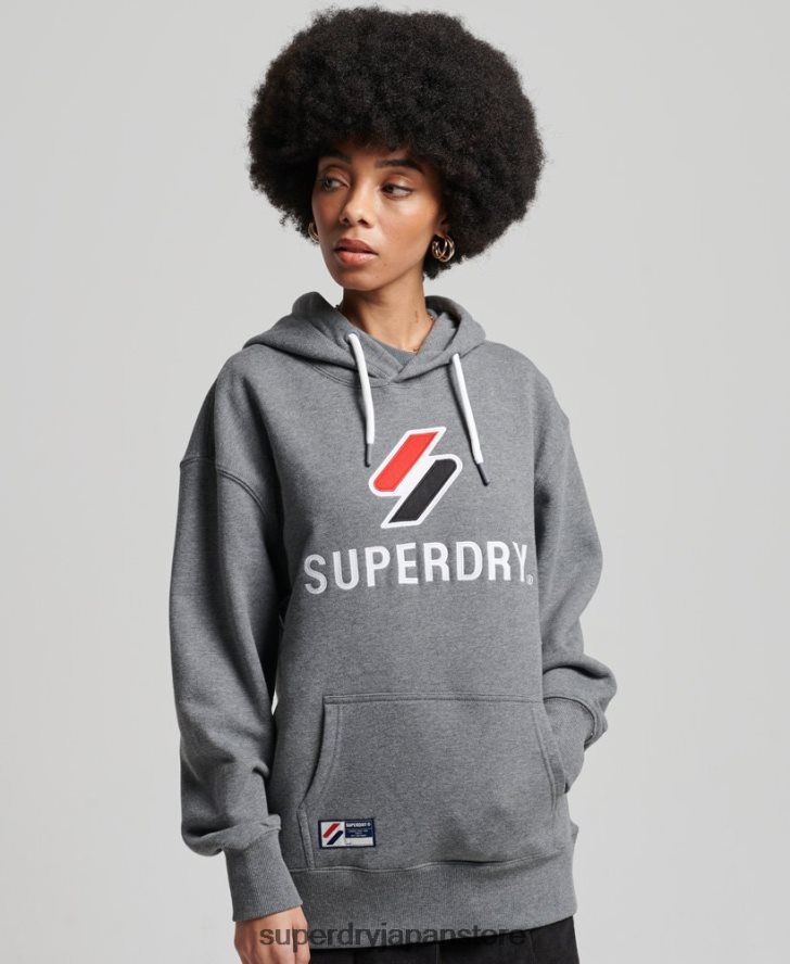 アップリケオーバーサイズパーカー 女性 Superdry 衣類 濃い灰色 2J62PZ3390