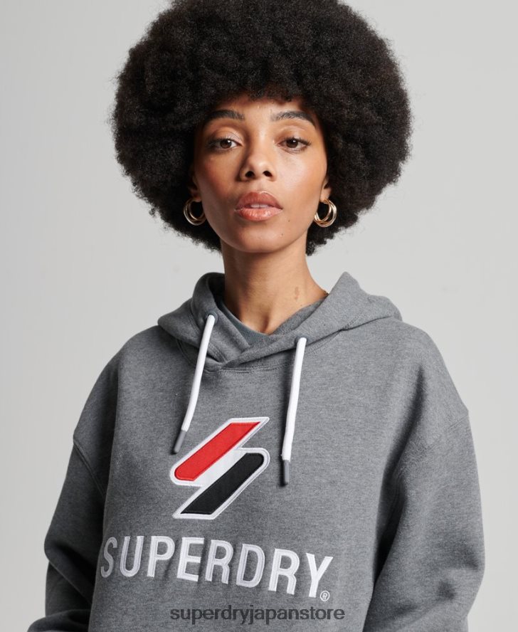 アップリケオーバーサイズパーカー 女性 Superdry 衣類 濃い灰色 2J62PZ3390