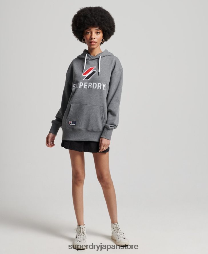 アップリケオーバーサイズパーカー 女性 Superdry 衣類 濃い灰色 2J62PZ3390