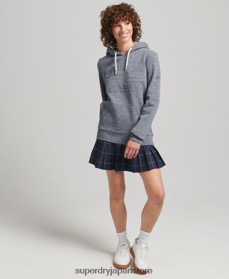 エンボスグラフィックロゴ パーカー 女性 Superdry 衣類 ライトブルー 2J62PZ3396