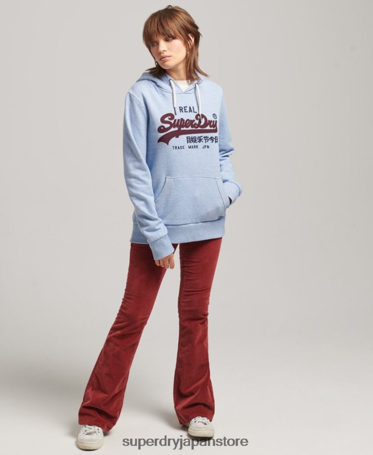 ヴィンテージロゴ ヘリテージパーカー 女性 Superdry 衣類 ライトブルー 2J62PZ3397