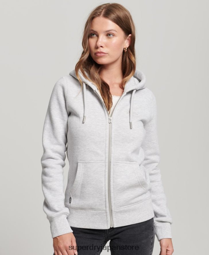 ヴィンテージロゴ刺繍ジップパーカー 女性 Superdry 衣類 ライトグレー 2J62PZ3400