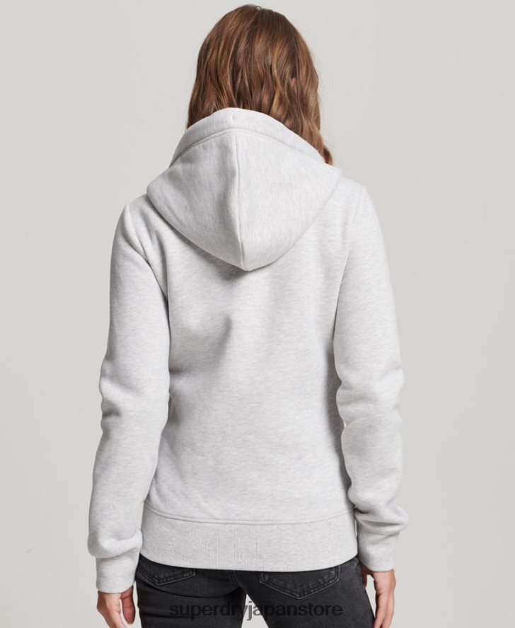 ヴィンテージロゴ刺繍ジップパーカー 女性 Superdry 衣類 ライトグレー 2J62PZ3400