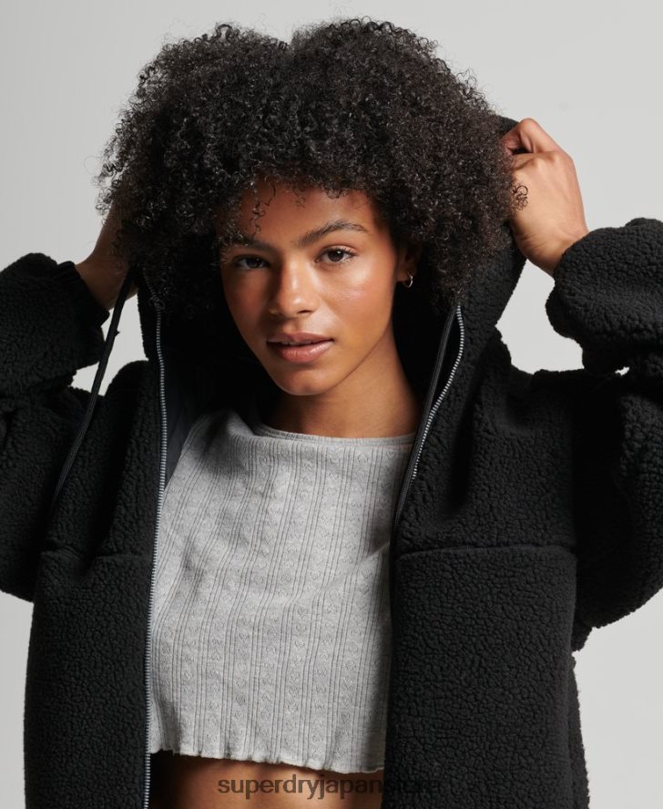 ボーグ ジップスルーパーカー 女性 Superdry 衣類 黒 2J62PZ3401