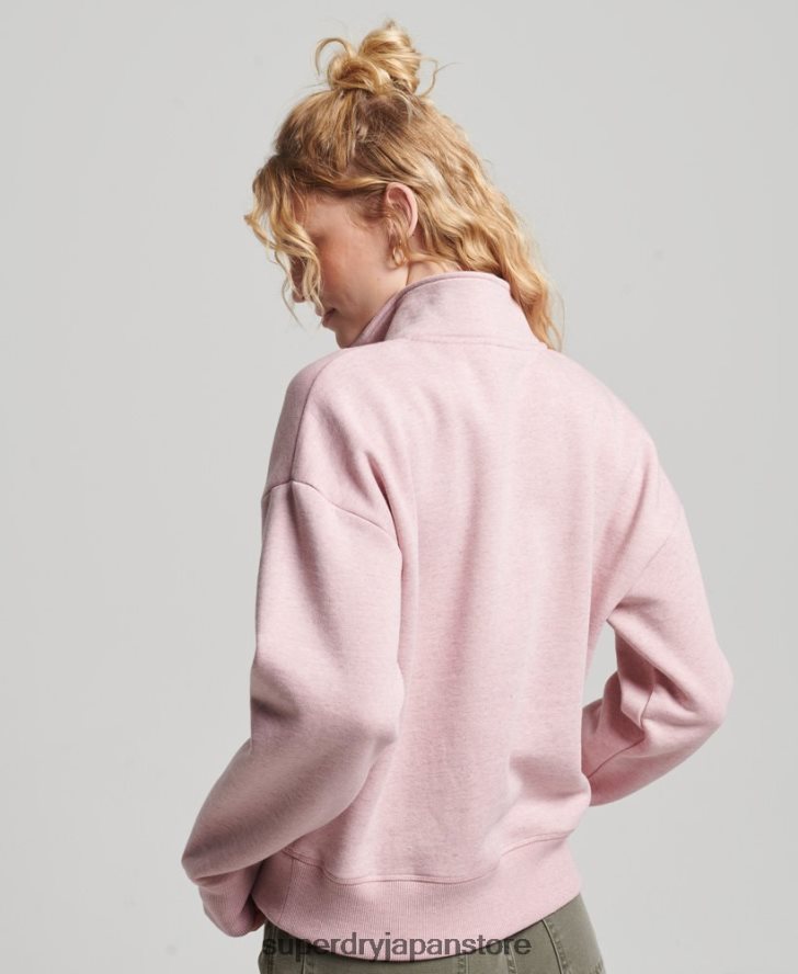 オーガニックコットン ヴィンテージロゴ ヘンリースウェットシャツ 女性 Superdry 衣類 ピンク 2J62PZ3404