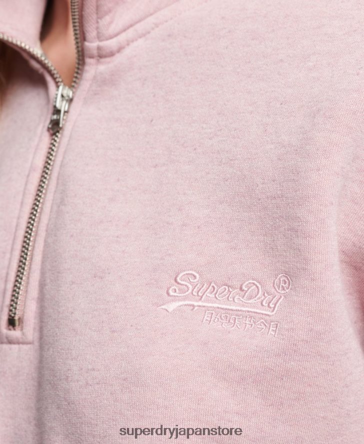 オーガニックコットン ヴィンテージロゴ ヘンリースウェットシャツ 女性 Superdry 衣類 ピンク 2J62PZ3404