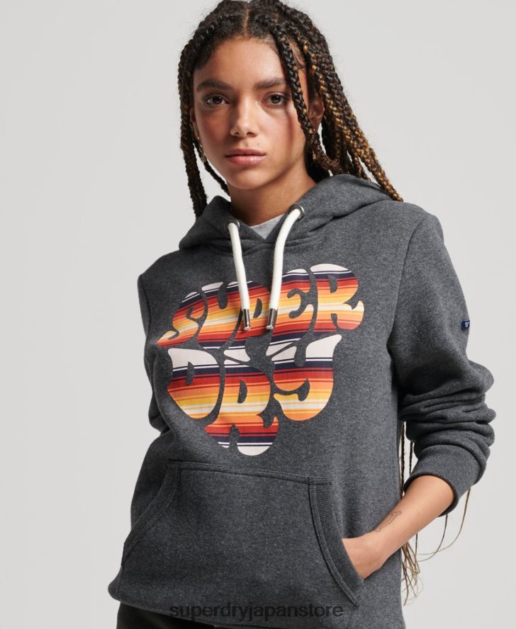 ヴィンテージスクリプトインフィルパーカー 女性 Superdry 衣類 濃い灰色 2J62PZ3406