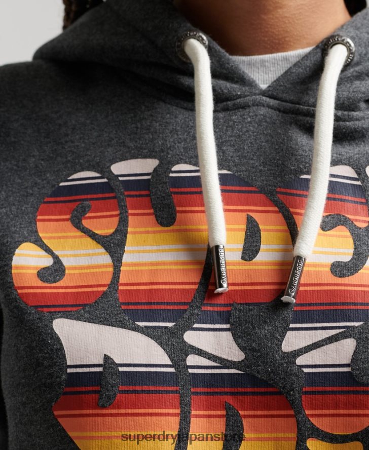 ヴィンテージスクリプトインフィルパーカー 女性 Superdry 衣類 濃い灰色 2J62PZ3406