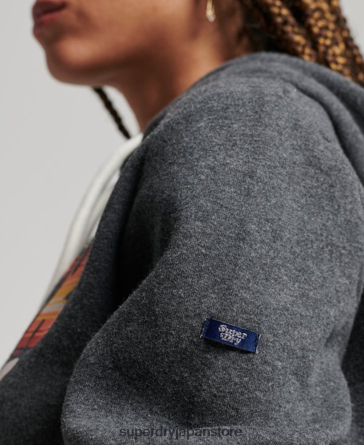 ヴィンテージスクリプトインフィルパーカー 女性 Superdry 衣類 濃い灰色 2J62PZ3406