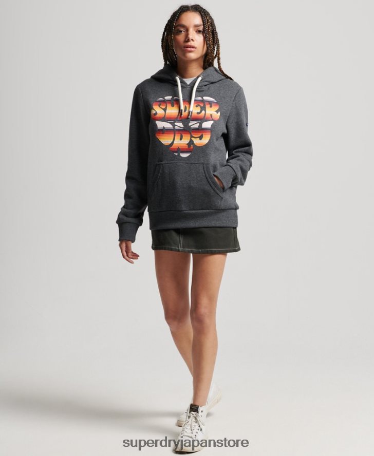 ヴィンテージスクリプトインフィルパーカー 女性 Superdry 衣類 濃い灰色 2J62PZ3406