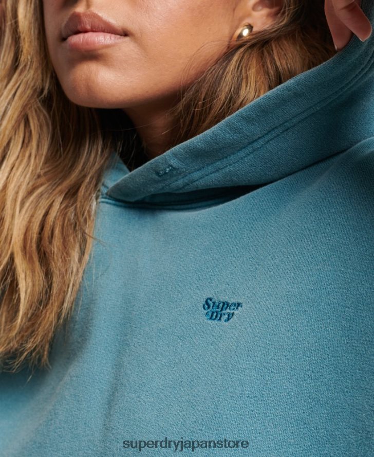 ウォッシュクロップパーカー 女性 Superdry 衣類 ターコイズ 2J62PZ3407