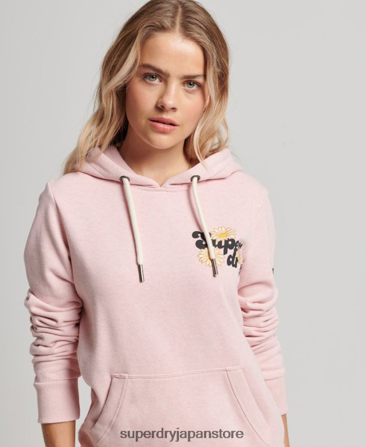 ヴィンテージ花柄スクリプトパーカー 女性 Superdry 衣類 ピンク 2J62PZ3408