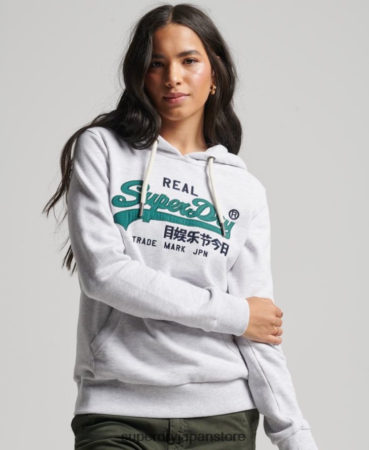 ヴィンテージロゴヘリテージアンブラッシュパーカー 女性 Superdry 衣類 ライトグレー 2J62PZ3409