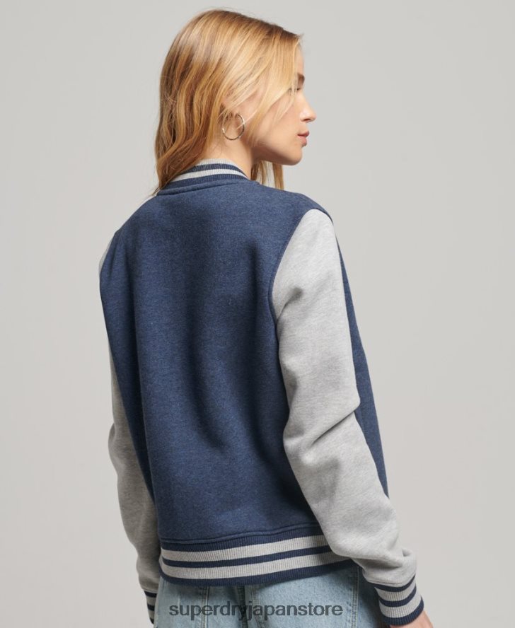 ヴィンテージロゴジャージーボンバージャケット 女性 Superdry 衣類 海軍 2J62PZ3412
