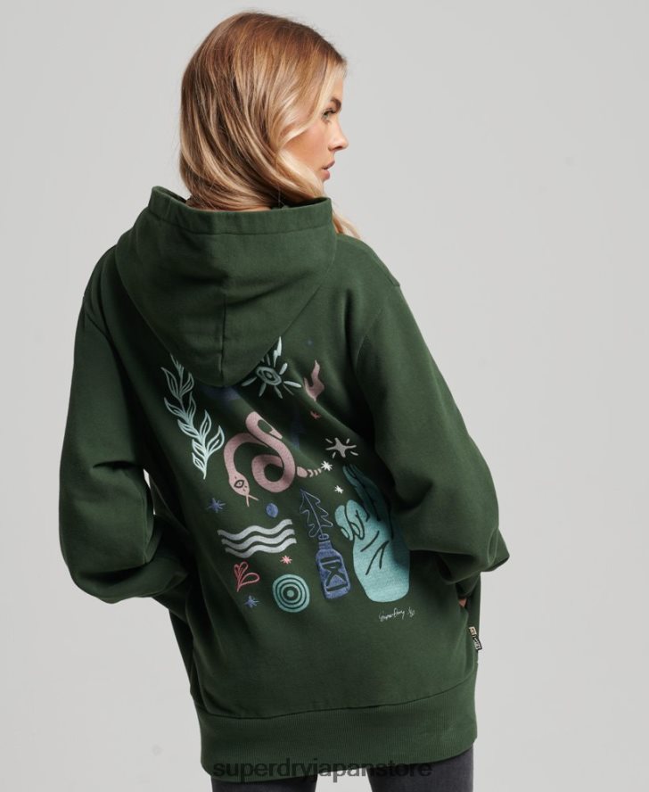 遊牧民のパーカー 女性 Superdry 衣類 緑 2J62PZ3415