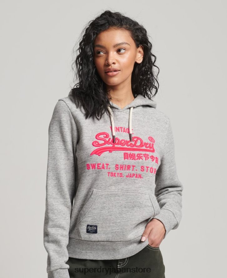 ネオンヴィンテージロゴパーカー 女性 Superdry 衣類 グレー 2J62PZ3417
