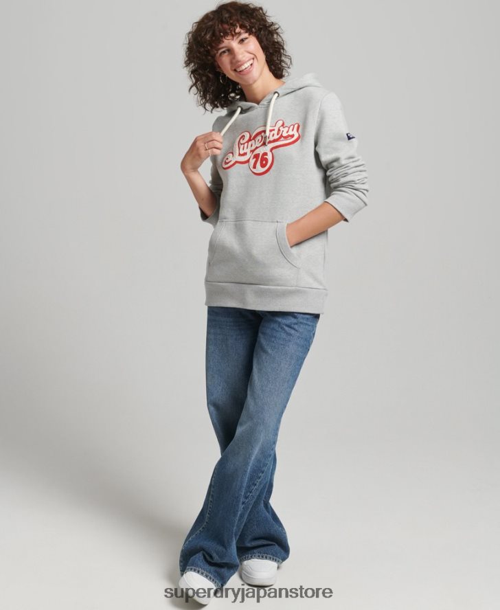ノスタルジアスクリプトパーカー 女性 Superdry 衣類 グレー 2J62PZ3418