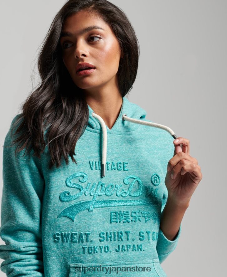 エンボスグラフィックロゴ パーカー 女性 Superdry 衣類 緑 2J62PZ3419