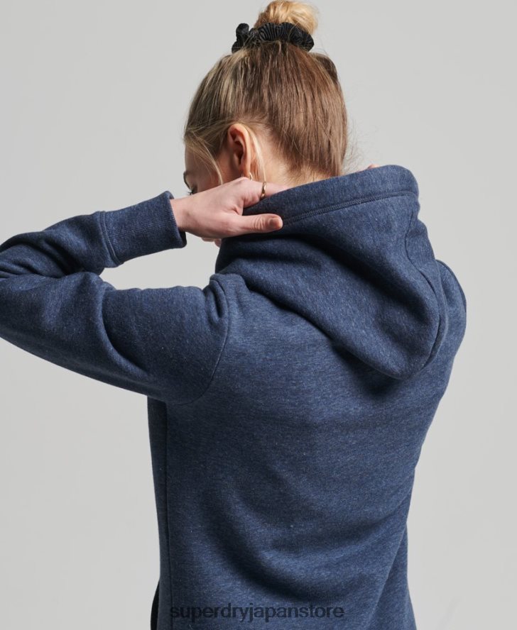 オーガニックコットン ヴィンテージロゴ ジップパーカー 女性 Superdry 衣類 海軍 2J62PZ3421